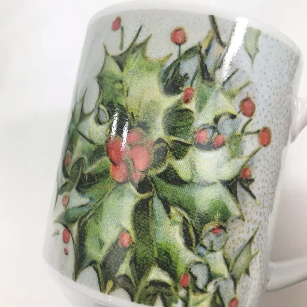 Pottery Barn Nostalgic Happy Holidays Ceramic Mug Set of Two Bundle